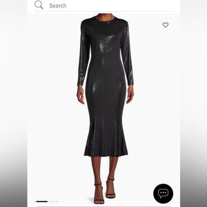 NWT Norma Kamali black metallic fishtail dress
